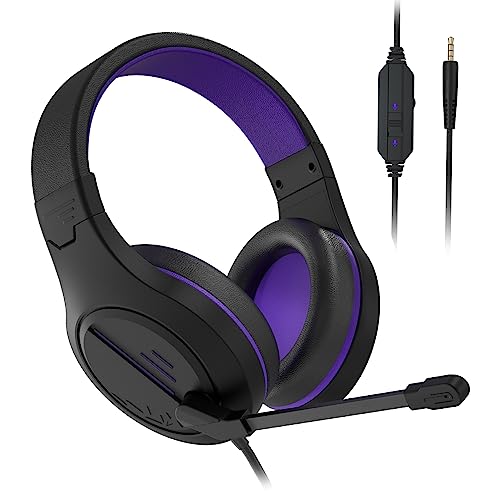 Mokochy Gaming Headset, Headphones with Microphone Stereo Surround for PC MAC Laptop, Noise Cancelling Over Ear Wired Headset, Compatible with Switch Nintendo PC Laptop