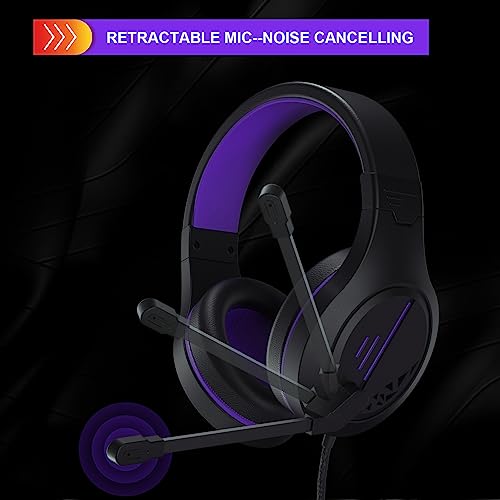 Mokochy Gaming Headset, Headphones with Microphone Stereo Surround for PC MAC Laptop, Noise Cancelling Over Ear Wired Headset, Compatible with Switch Nintendo PC Laptop