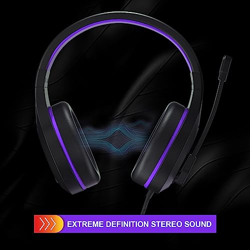 Mokochy Gaming Headset, Headphones with Microphone Stereo Surround for PC MAC Laptop, Noise Cancelling Over Ear Wired Headset, Compatible with Switch Nintendo PC Laptop