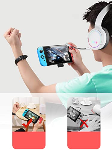 Meseto Wireless Gaming Headset with Microphone, Gaming Headset Stereo Surround Sound, Foldable Headset with Comfortable Protein Earpads, Wireless for PS5, PS4, PC, Mac, Android and Switch - White