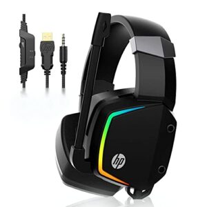 hp gaming headset with microphone, ps4 headset with noise cancelling microphone, over ear headphone with mic plus 3.5mm usb cable, compatible with xbox one, laptop, mac, nintendo switch games