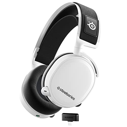 SteelSeries Arctis 7+ Wireless Gaming Headset – Lossless 2.4 GHz – 30 Hour Battery Life – USB-C – 7.1 Surround – for PC, PS5, PS4, Mac, Android and Switch – White (Renewed)