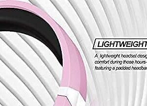 MXJCC Gaming Headset Pink for Noise Cancelling Over Ear Headphones with Microphone LED Light Mic for Laptop (Color : Pink)