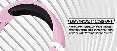 MXJCC Gaming Headset Pink for Noise Cancelling Over Ear Headphones with Microphone LED Light Mic for Laptop (Color : Pink)