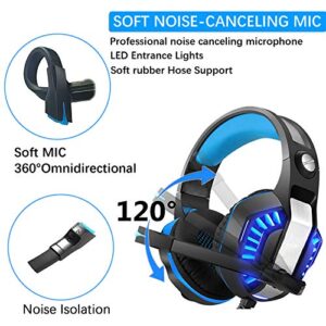 SVYHUOK Gaming Headset for Xbox One,PS4,PC,Laptop,Tablet with Mic,Pro Over Ear Headphones,Noise Canceling,USB Led Light,Stereo Bass Surround for Kids,Mac,Smartphones