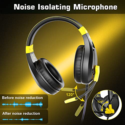 VersionTECH. GE003 Gaming Headset, Gamer Headsets for PS4 PC Xbox One PS5 Controller, Noise Cancelling Microphone Headphones with LED Light, Compatible with Laptop Mac Nintendo Switch Xbox