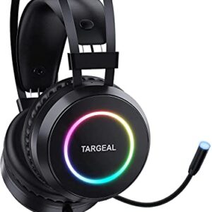 targeal USB Headset with Microphone for PC, PS5, PS4, Switch, Laptop, Tablet, Mobile Phone - 7.1 Surround Sound Wired Gamer Headphone with Noise Canceling Mic - 4 Modes RGB