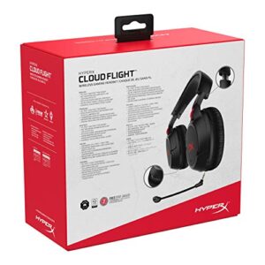 HyperX Cloud Flight - Wireless Gaming Headset, Long Lasting Battery up to 30 Hours, Detachable Noise Cancelling Microphone, Red LED Light, Comfortable Memory Foam, Works with PC, PS4 & PS5