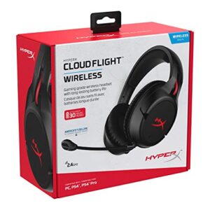 HyperX Cloud Flight - Wireless Gaming Headset, Long Lasting Battery up to 30 Hours, Detachable Noise Cancelling Microphone, Red LED Light, Comfortable Memory Foam, Works with PC, PS4 & PS5