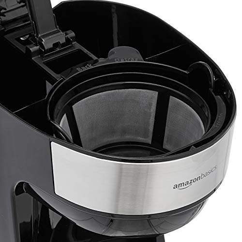 Amazon Basics 12 Cup Coffee Maker With Reusable Filter, Black & Stainless Steel