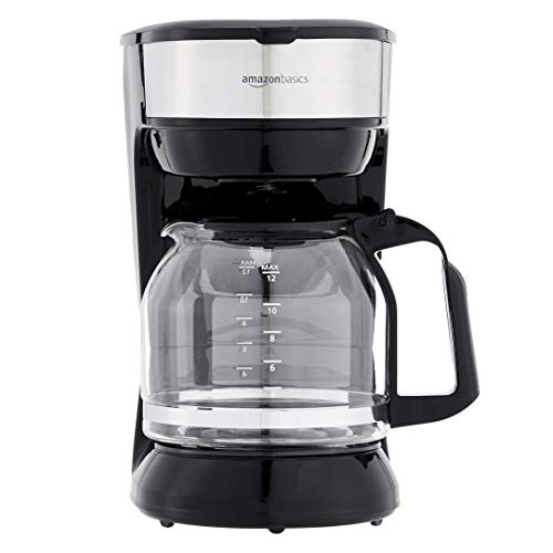 Amazon Basics 12 Cup Coffee Maker With Reusable Filter, Black & Stainless Steel