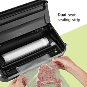 FoodSaver Vacuum Sealer Machine with Automatic Bag Detection, Sealer Bags and Roll, and Handheld Vacuum Sealer for Airtight Food Storage and Sous Vide, Black