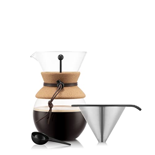 Bodum Pour Over Coffee Maker with Permanent Filter, New Cork, 34 OZ