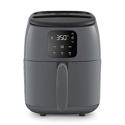 DASH Tasti-Crisp™ Digital Air Fryer with AirCrisp Technology, Custom Presets, Temperature Control, and Auto Shut Off Feature, 2.6 Quart - Cool Grey