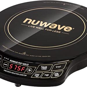 Nuwave Gold Precision Induction Cooktop, Portable, Powerful with Large 8” Heating Coil,100°F to 575°F, 3 Wattage Settings, 12” Heat-Resistant Cooking Surface