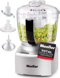 mueller ultra prep food processor chopper for dicing, grinding, whipping and pureeing – mini food chopper electric for vegetables, meat, grains, nuts and whisk for eggs and cream