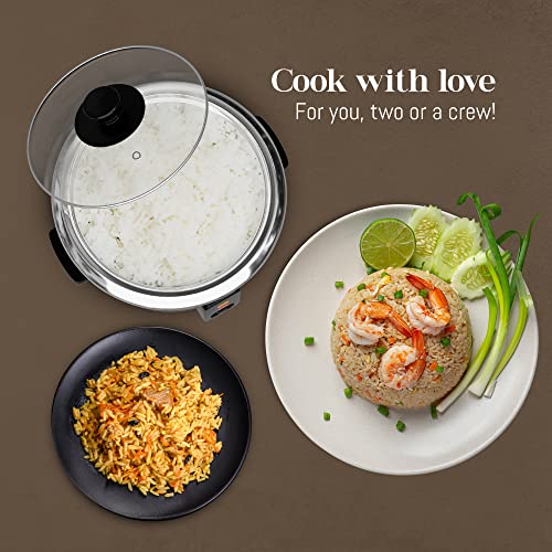 Elite Gourmet ERC006SS 6-Cup Electric Rice Cooker with 304 Surgical Grade Stainless Steel Inner Pot, Makes Soups, Stews, Porridges, Grains and Cereals, 6 cup (3 cups uncooked), Black