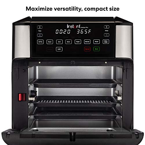Instant Pot Vortex Pro 10 Quart Air Fryer, 9-in-1 Rotisserie and Convection Oven, Roast, Bake, Dehydrate and Warm, with EvenCrisp Technology, Free App with over 1900 Recipes, 1500W, Stainless Steel