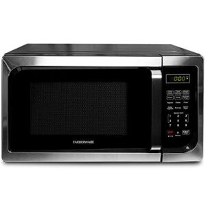 farberware countertop microwave 900 watts, 0.9 cu ft - microwave oven with led lighting and child lock - perfect for apartments and dorms - easy clean brushed stainless steel