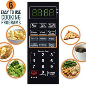 Farberware Countertop Microwave 900 Watts, 0.9 cu ft - Microwave Oven With LED Lighting and Child Lock - Perfect for Apartments and Dorms - Easy Clean Brushed Stainless Steel