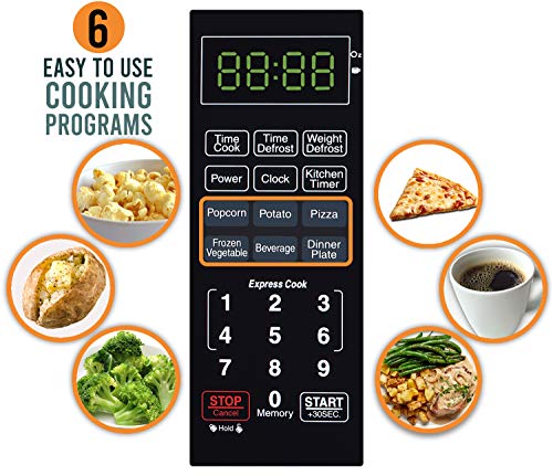 Farberware Countertop Microwave 900 Watts, 0.9 cu ft - Microwave Oven With LED Lighting and Child Lock - Perfect for Apartments and Dorms - Easy Clean Brushed Stainless Steel