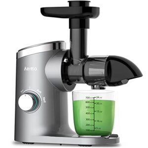 slow masticating juicer, aeitto cold press jucier machines, with triple modes,reverse function & quiet motor, easy to clean with brush, recipe for vegetables and fruits, grey