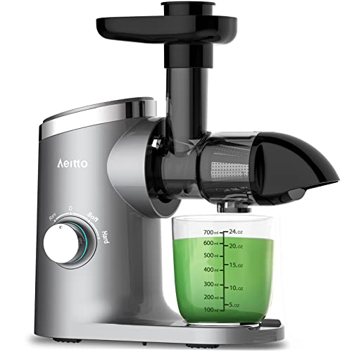 Slow Masticating Juicer, Aeitto Cold Press Jucier Machines, with Triple Modes,Reverse Function & Quiet Motor, Easy to Clean with Brush, Recipe for Vegetables And Fruits, Grey