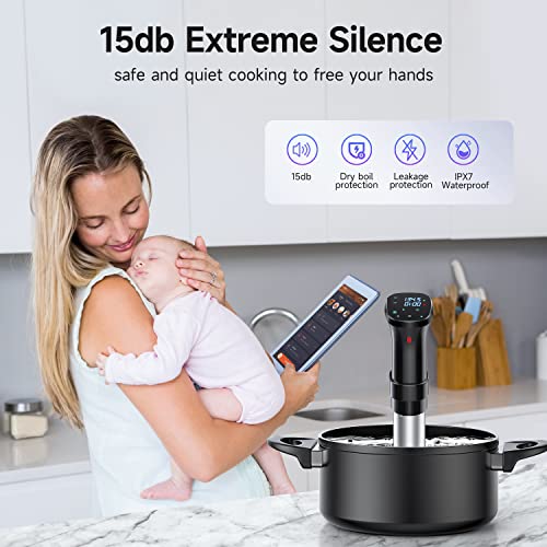 Sous Vide Machines,Joule Sous Vide Cooker 1100W, Wifi Connect App Control with Recipe Ultra-quiet Fast-Heating Immersion Circulator Temperature and Time Digital Display