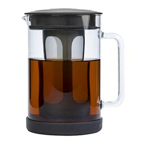 primula pace cold brew iced coffee maker with durable glass pitcher and airtight lid, dishwasher safe, perfect 6 cup size, 1.6 qt, black