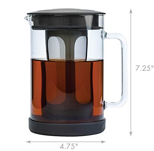 Primula Pace Cold Brew Iced Coffee Maker with Durable Glass Pitcher and Airtight Lid, Dishwasher Safe, Perfect 6 Cup Size, 1.6 Qt, Black