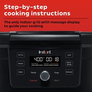 Instant 6-in-1 Indoor Grill and Air Fryer with Bake, Roast Reheat & Dehydrate, From the Makers of Instant Pot, with Odor-Reducing Filter, Clear Cooking Window, and Removable Lid for Easy Cleaning