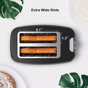 Willz 2-Slice Toaster, Extra Wide Slot with 6 Browning Levels, Small Toaster for Bread, Removable Crumb Tray, Auto Shut-off & Easy Clean, Black