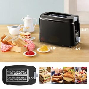 Willz 2-Slice Toaster, Extra Wide Slot with 6 Browning Levels, Small Toaster for Bread, Removable Crumb Tray, Auto Shut-off & Easy Clean, Black