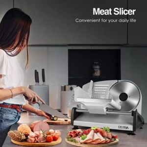 Meat Slicer 200W Electric Deli Food Slicer with 2 Removable 7.5" Stainless Steel Blade, Adjustable Thickness Meat Slicer for Home Use, Child Lock Protection, Easy to Clean, Cuts Meat, Bread and Cheese