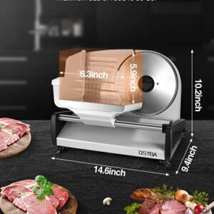 Meat Slicer 200W Electric Deli Food Slicer with 2 Removable 7.5" Stainless Steel Blade, Adjustable Thickness Meat Slicer for Home Use, Child Lock Protection, Easy to Clean, Cuts Meat, Bread and Cheese