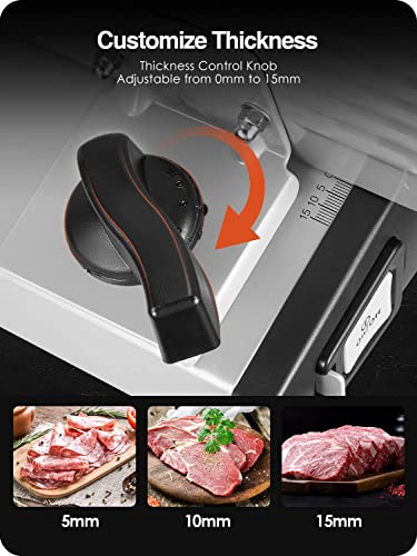 Meat Slicer 200W Electric Deli Food Slicer with 2 Removable 7.5" Stainless Steel Blade, Adjustable Thickness Meat Slicer for Home Use, Child Lock Protection, Easy to Clean, Cuts Meat, Bread and Cheese