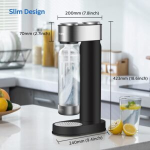 PHILIPS Stainless Sparkling Water Maker Soda Maker Machine for Home Carbonating with BPA free PET 1L Carbonating Bottle, Compatible with Any Screw-in 60L CO2 Exchange Carbonator(NOT Included), Black