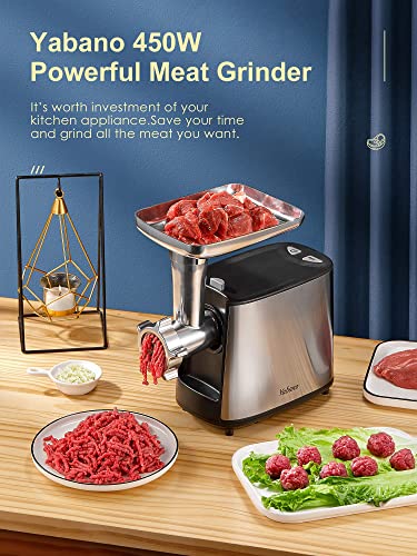 Electric Meat Grinder, Heavy Duty Meat Mincer, Sausage Stuffer Maker, Food Grinder with Sausage & Kubbe Kit, 2 Grinder Plates, Stainless Steel (Black)