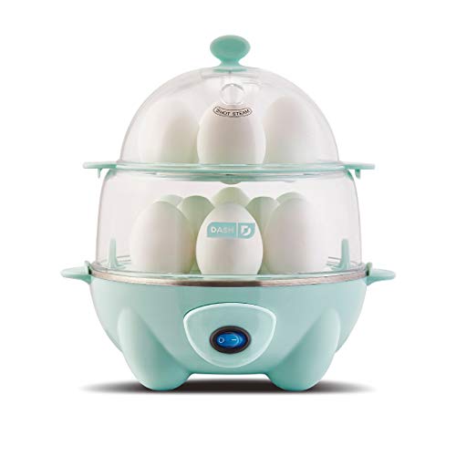 DASH Deluxe Rapid Egg Cooker for Hard Boiled, Poached, Scrambled Eggs, Omelets, Steamed Vegetables, Dumplings & More, 12 capacity, with Auto Shut Off Feature - Aqua