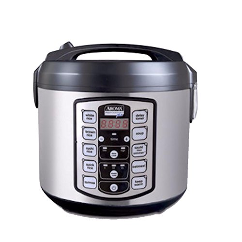 Aroma Housewares ARC-5000SB Digital Rice, Food Steamer, Slow, Grain Cooker, Stainless Exterior/Nonstick Pot, 10-cup uncooked/20-cup cooked/4QT, Silver, Black