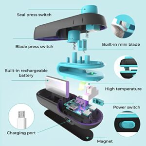 Mini Bag Sealer, Handheld Bag Heat Vacuum Sealer, 2 in 1 Rechargeable Sealer and Cutter with Pouch, Portable Resealer Machine for Plastic Bags Food Storage Chip Cookies Snacks Fresh