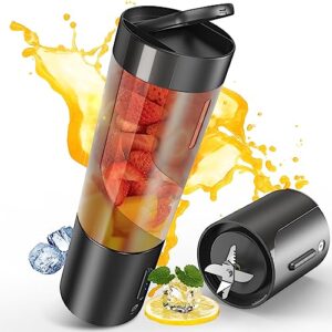 portable blender, owaylon personal size blender for shakes and smoothies with 6 ultra sharp blades, 16 oz mini blender usb magnetic rechargeable and bpa free for travel/picnic/office/gym (black)