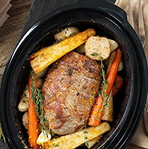 Elite Gourmet MST-900RXT Electric Ceramic XL Jumbo Slow Cooker, Adjustable Temp, Entrees, Sauces, Stews & Dips, Dishwasher Safe Glass Lid & Crock, 8.5 Quart, Metallic Red