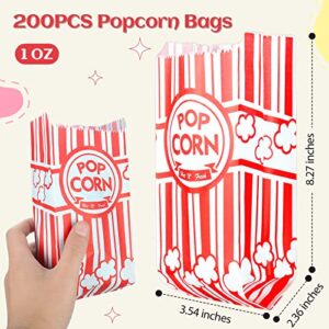 Essenya 202 PCS Popcorn Bags with Popcorn Scoop and Salt Shaker,1 oz Small Pop Corn Bags Popcorn Bags Individual Servings for Popcorn Machine Supplies Party Movie Night Theater (Professional, 202 PCS)