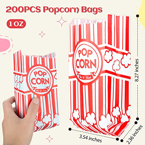 Essenya 202 PCS Popcorn Bags with Popcorn Scoop and Salt Shaker,1 oz Small Pop Corn Bags Popcorn Bags Individual Servings for Popcorn Machine Supplies Party Movie Night Theater (Professional, 202 PCS)