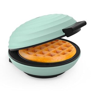 crownful mini waffle maker machine, 4 inch chaffle maker with compact design, easy to clean, non-stick surface, recipe guide included, perfect for breakfast, dessert, sandwich, or other snacks, green