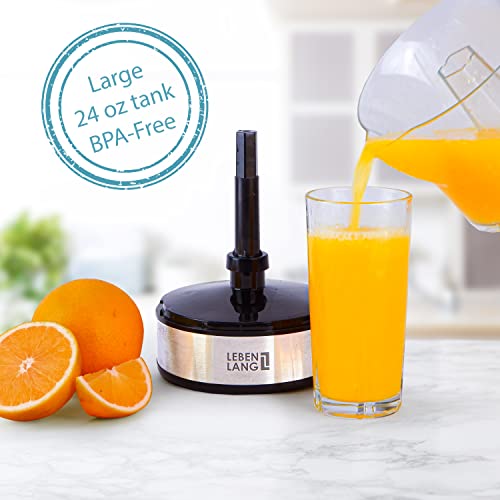 LEBENLANG – Electric juicer max juice yield | Citrus juicer + 2 cones 40W | Lemon, lime, orange, fresh fruit juice squeezer machine | Automatic lever press extractor | exprimidor de naranjas electrico