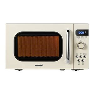 COMFEE' Retro Small Microwave Oven With Compact Size, 9 Preset Menus, Position-Memory Turntable, Mute Function, Countertop Microwave Perfect For Small Spaces, 0.7 Cu Ft/700W, Cream, AM720C2RA-A