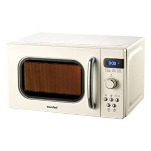 COMFEE' Retro Small Microwave Oven With Compact Size, 9 Preset Menus, Position-Memory Turntable, Mute Function, Countertop Microwave Perfect For Small Spaces, 0.7 Cu Ft/700W, Cream, AM720C2RA-A