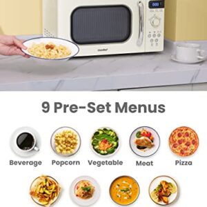 COMFEE' Retro Small Microwave Oven With Compact Size, 9 Preset Menus, Position-Memory Turntable, Mute Function, Countertop Microwave Perfect For Small Spaces, 0.7 Cu Ft/700W, Cream, AM720C2RA-A